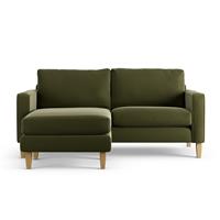 Habitat Flint Velvet Reversible Corner Sofa - Moss Green