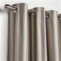 Habitat Stripe Printed Lined Eyelet Curtains - Charcoal