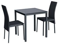 Argos Home Lido Glass Dining Table & 2 Black Chairs