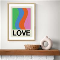 East End Prints Love Wave Gala Oak Frame Art Print - A2