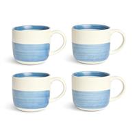 Habitat Artisan Stripe Set of 4 Stoneware Mugs - Blue