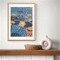East End Prints Magic Pond Oak Frame Art Print - A3