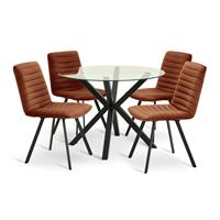 Argos Home Alice Black Dining Table & 4 Copper Chairs