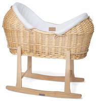 Clair de Lune Organic Noah Pod Moses Basket With Stand-White