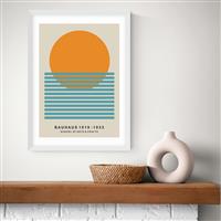 East End Prints Sun Bauhaus White Frame Art Print - A2
