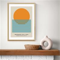 East End Prints Sun Bauhaus Oak Frame Art Print - A3