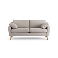 Habitat Ivor Fabric 3 Seater Sofa - Stone - Ash Leg