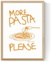 East End Prints More Pasta Please Oak Frame Art Print - A3