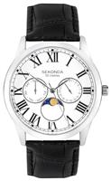 Sekonda Men's Moon Phase Dial Black Leather Strap Watch