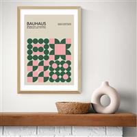 East End Prints Pink Bauhaus Oak Frame Art Print - A2