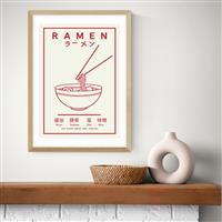 East End Prints Ramen Red & White Oak Frame Art Print - A2