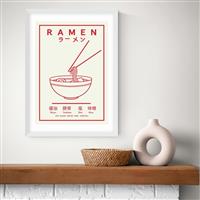 East End Prints Ramen Red & White White Frame Art Print - A2