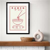 East End Prints Ramen Red & White Black Frame Art Print - A3