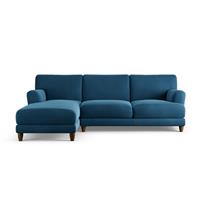 Habitat Askem Velvet Left Hand Corner Sofa-Ink Blue-Dark Leg