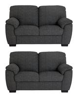 Argos Home Milano Pair of Fabric 2 Seater Sofa - Charcoal