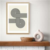 East End Prints Retro Waves Oak Frame Art Print - A3