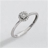 Revere Sterling Silver Round 0.0 9ct Diamond Cluster Ring -J