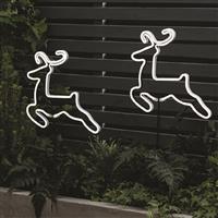 Habitat 2 Pack Neon Effect Reindeer Christmas Stake Lights