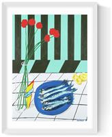 East End Prints Striped Sardines White Frame Art Print - A2