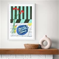 East End Prints Striped Sardines White Frame Art Print - A3