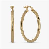Revere 9ct Yellow Gold Textured Medium Hoop Earrings