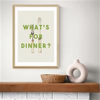 East End Prints What For Dinner Oak Frame Art Print - A2