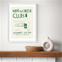 East End Prints Wine Cheese White Frame Art Print - A2