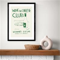 East End Prints Wine Cheese Black Frame Art Print - A3