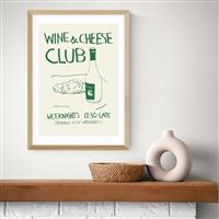 East End Prints Wine Cheese Oak Frame Art Print - A3