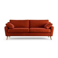 Habitat Ivor Velvet 4 Seater Sofa - Burnt Orange - Ash Leg
