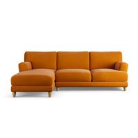 Habitat Askem Fabric Left Hand Corner Sofa- Orange - Ash Leg