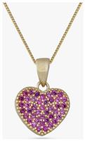 Revere 9ct Yellow Gold Pink Heart Pendant Necklace