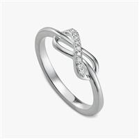 Revere Sterling Silver Diamond Studded Infinity Ring - S