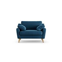 Habitat Ivor Velvet Cuddle Chair - Ink Blue - Ash Leg
