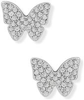 DKNY Silver Coloured Crystal Butterfly Stud Earrings