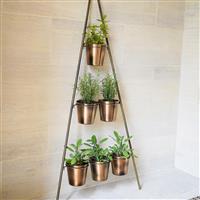 Ivyline 128cm Outdoor Vertical Gold Metal Wall Plant Stand