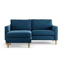 Habitat Flint Velvet Reversible Corner Sofa-Ink Blue-Ash Leg