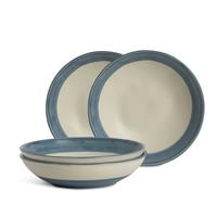Habitat Artisan Stripe 4 Piece Stoneware Pasta Bowls - Blue