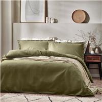 Yard Cotton Textured Waffle Olive Bedding Set - Superking