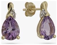 Revere 9ct Yellow Gold Amethyst Diamond Stud Earrings