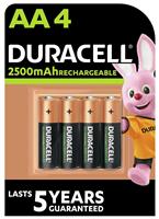 Duracell Rechargeable AA Batteries, pre-charged - Pack of 4