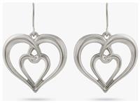 Revere 9ct White Gold Interlink Heart Drop Earrings
