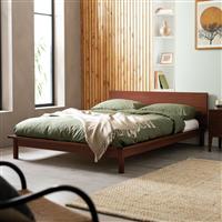 Habitat Akio Small Double Wooden Platform Bed Frame - Walnut