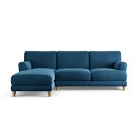 Habitat Askem Velvet Left Hand Corner Sofa- Ink Blue-Ash Leg