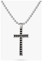 Revere Sterling Silver Black Zircons Cross Pendant Necklace