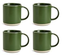 Habitat Raw Edge Set of 4 Stoneware Mugs - Green