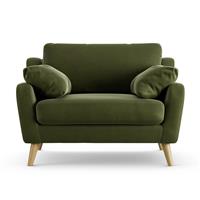 Habitat Ivor Velvet Cuddle Chair - Moss Green - Ash Leg