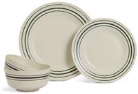 Habitat Lines 12 Piece Stoneware Dinner Set - Matt Cream