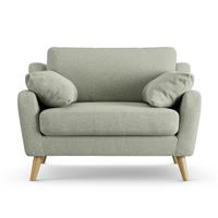 Habitat Ivor Fabric Cuddle Chair - Sage Green - Ash Leg