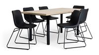 Habitat Zayn Birch Effect Dining Table And 6 Black Chairs
